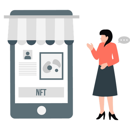 Boy shopping NFT online  Illustration