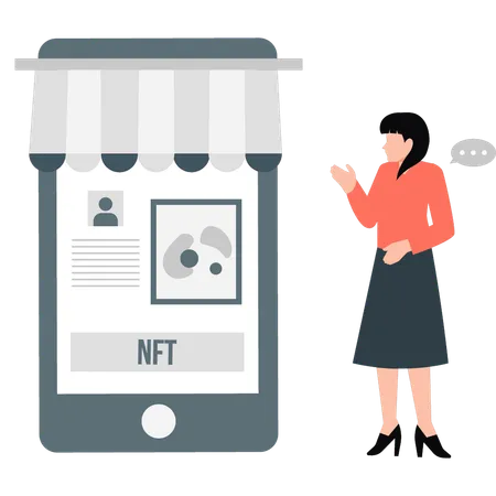 Boy shopping NFT online  Illustration