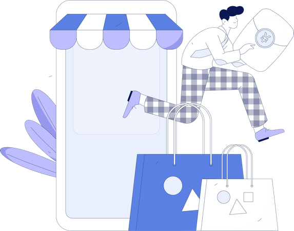 Boy shopping online  Illustration