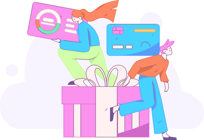 Boy shopping online  Illustration