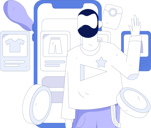 Boy shopping online  Illustration