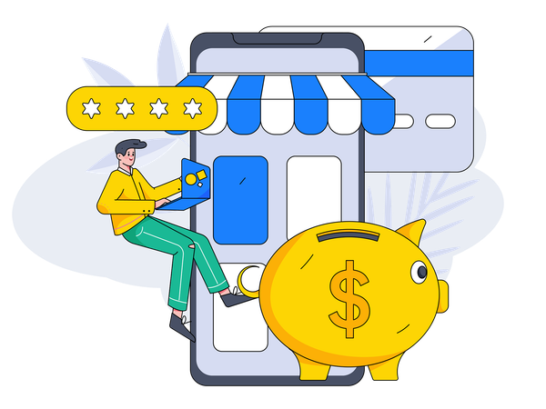 Boy shopping online  Illustration