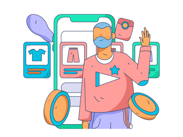 Boy shopping online  Illustration