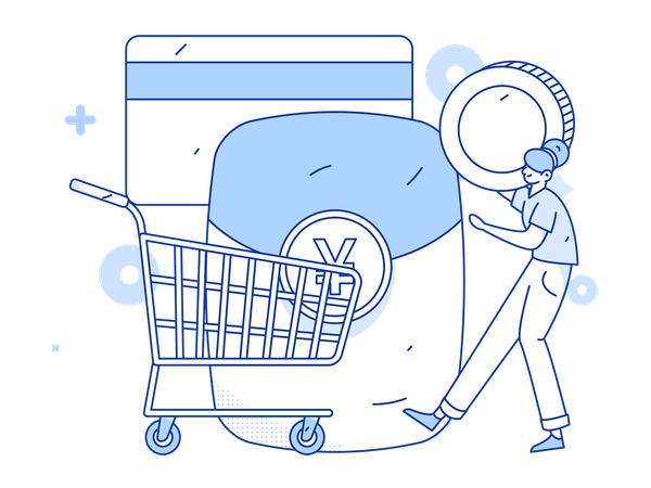 Boy shopping using mobile app  Illustration