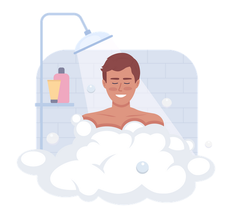 Boy Shower in morning  Illustration