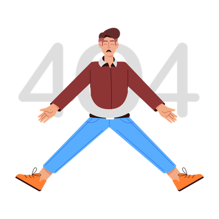 404エラーが表示される少年  イラスト