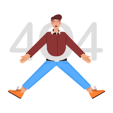 404エラーが表示される少年  イラスト