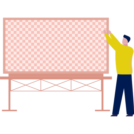 Boy showing advertising billboard  Illustration