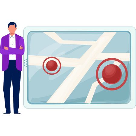 Boy showing air navigations for flights  Illustration