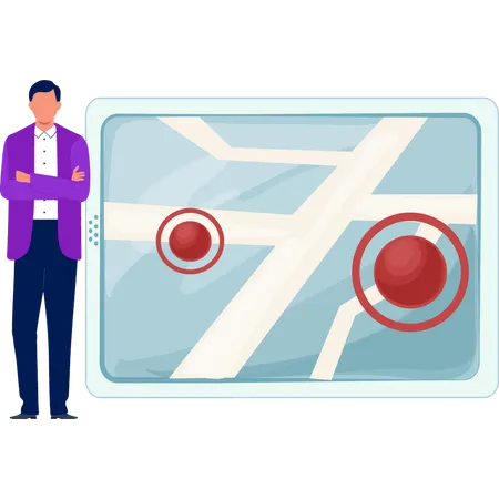 Boy showing air navigations for flights  Illustration