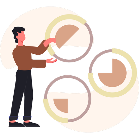 Boy showing analysis data  Illustration