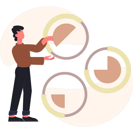 Boy showing analysis data  Illustration