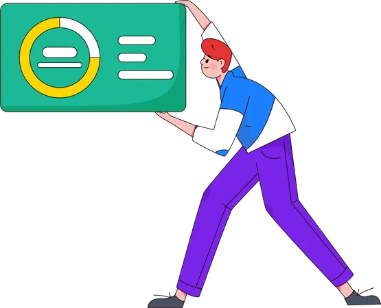 Boy showing analytics  Illustration