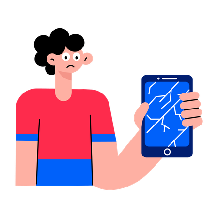Boy showing app crash  Illustration