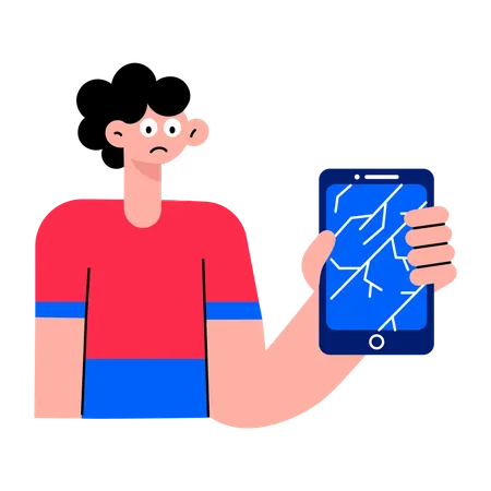 Boy showing app crash  Illustration