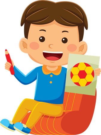 Boy Showing Art  Illustration