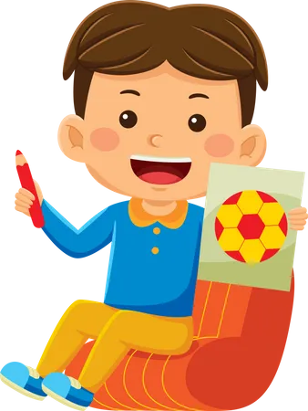 Boy Showing Art  Illustration