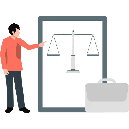 Boy showing balance scale  Illustration