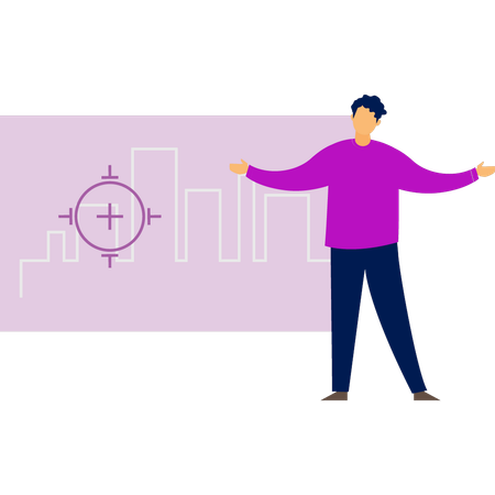 Boy showing bar graph  Illustration