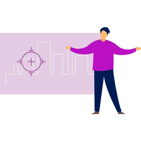 Boy showing bar graph  Illustration