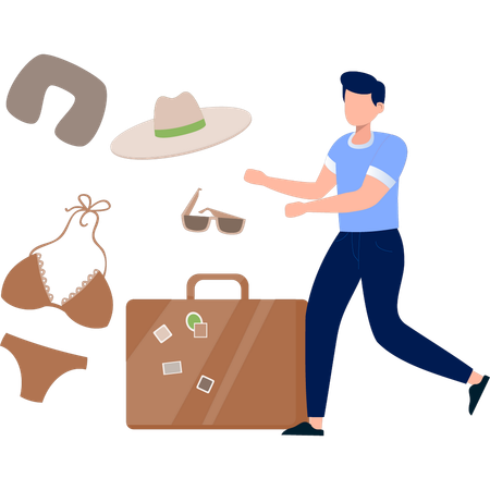 Boy showing beach dressing  Illustration