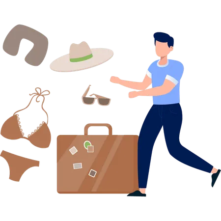 Boy showing beach dressing  Illustration