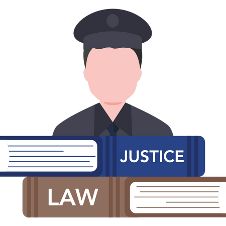 Boy showing books of law and justice  Illustration