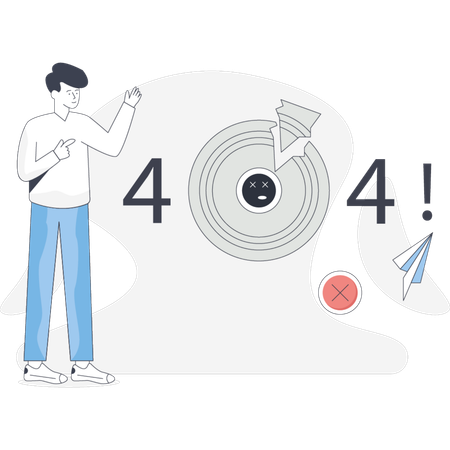 Boy  showing broken CD  Illustration