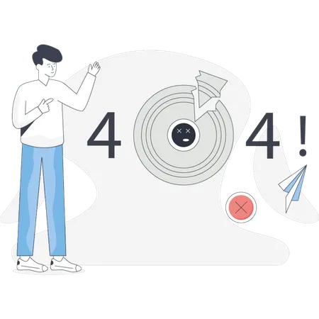 Boy  showing broken CD  Illustration