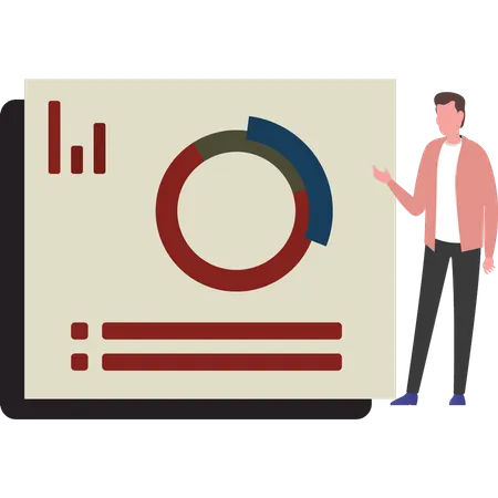 Boy showing business chart  Illustration