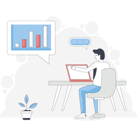 Boy showing business chart  Illustration