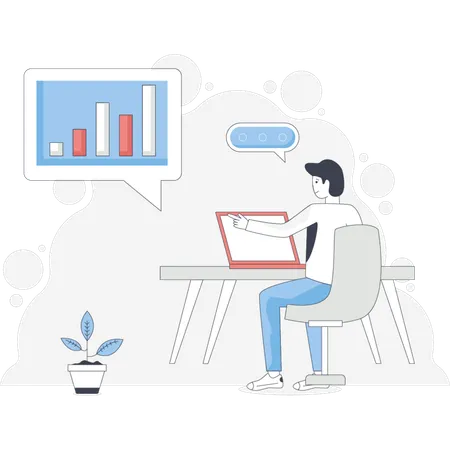 Boy showing business chart  Illustration