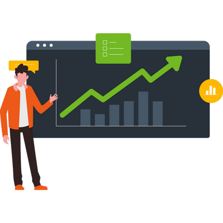 Boy showing business graph  Illustration