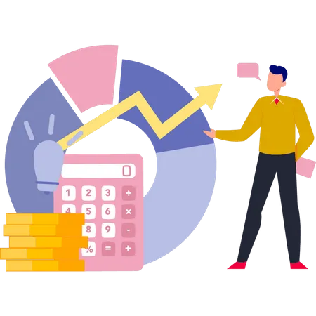 Boy Showing Business Graph  Illustration