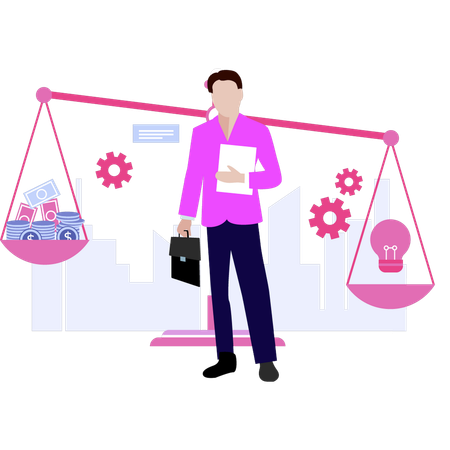 Boy showing business scaling ideas  Illustration