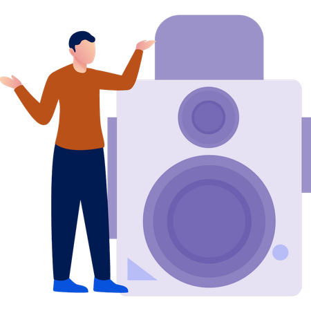 Boy showing camera lens  Illustration