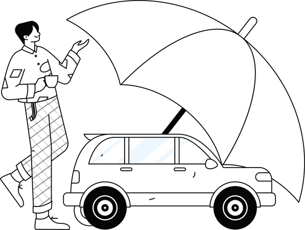 Boy showing car insurance  Illustration