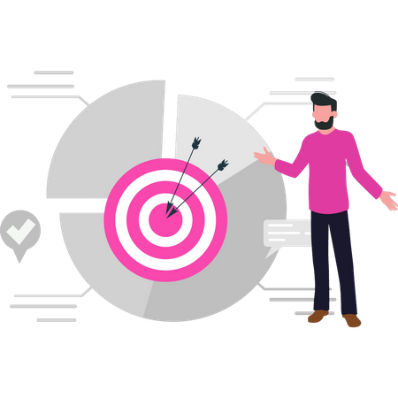 Boy showing chart goals  Illustration