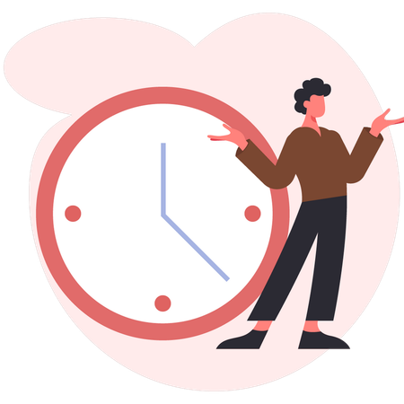 Boy showing clock time  Illustration