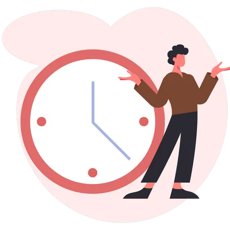 Boy showing clock time  Illustration