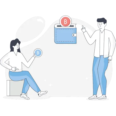 Boy Showing Crypto Wallet  Illustration