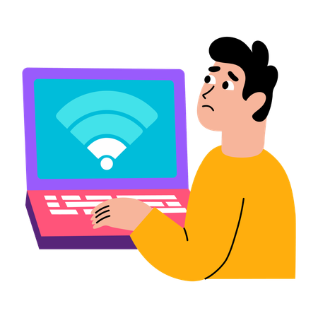 Boy showing disconnected wifi  Illustration