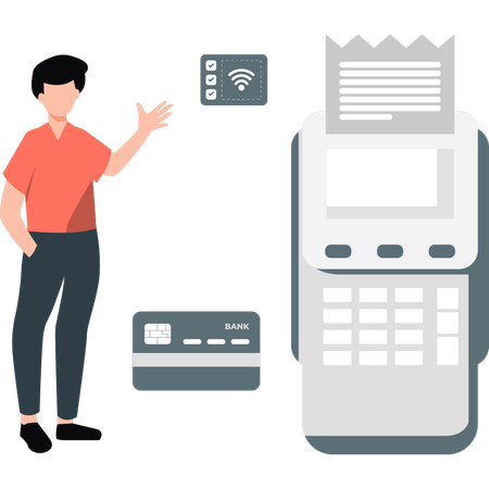 Boy showing EDC machine  Illustration