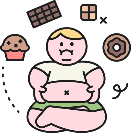 Boy showing fatty tummy  Illustration