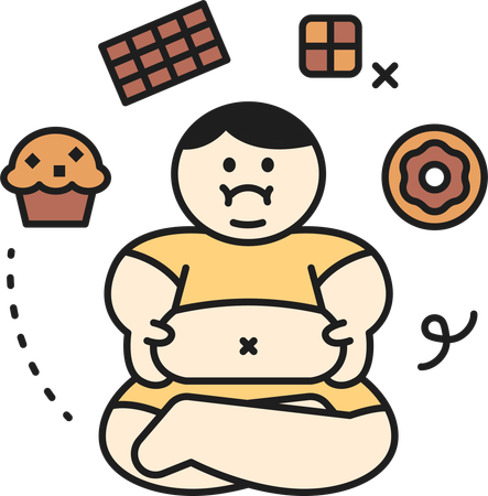 Boy showing fatty tummy  Illustration