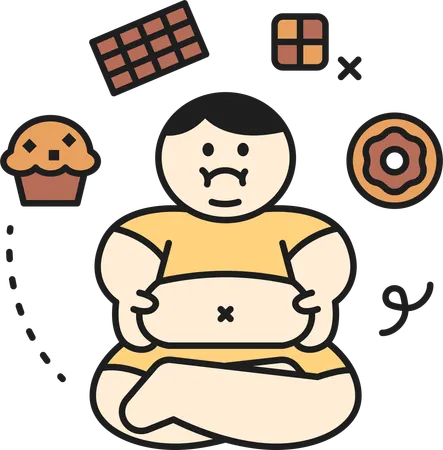 Boy showing fatty tummy  Illustration