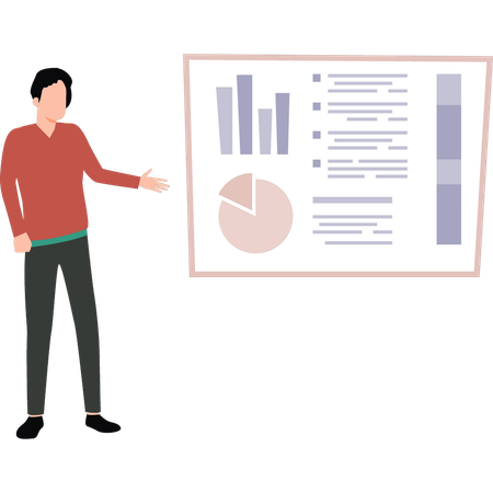 Boy showing finance graph  Illustration