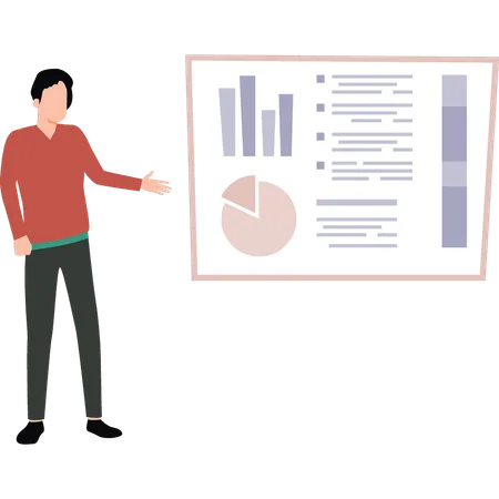 Boy showing finance graph  Illustration