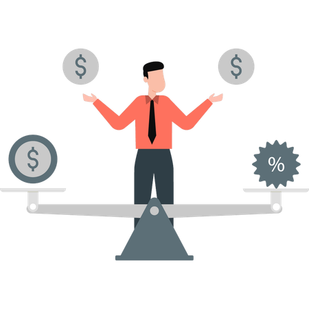 Boy showing financial scale  Illustration