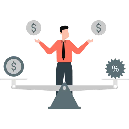 Boy showing financial scale  Illustration